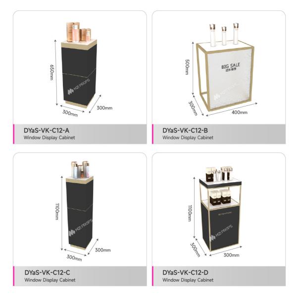 Beauty Shop Black & Gold Display Furniture Elegant Modern Minimalist Side Rack Double-Sided Display for Cosmetic Store Interior Design