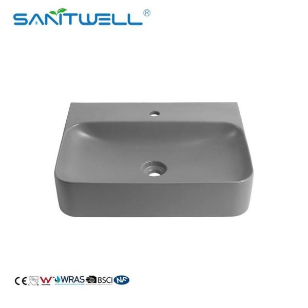 2022 New Design AB8522 Ceramic Wash Hand Basins Matt Grey Rectangle Shape Above Counter Sinks