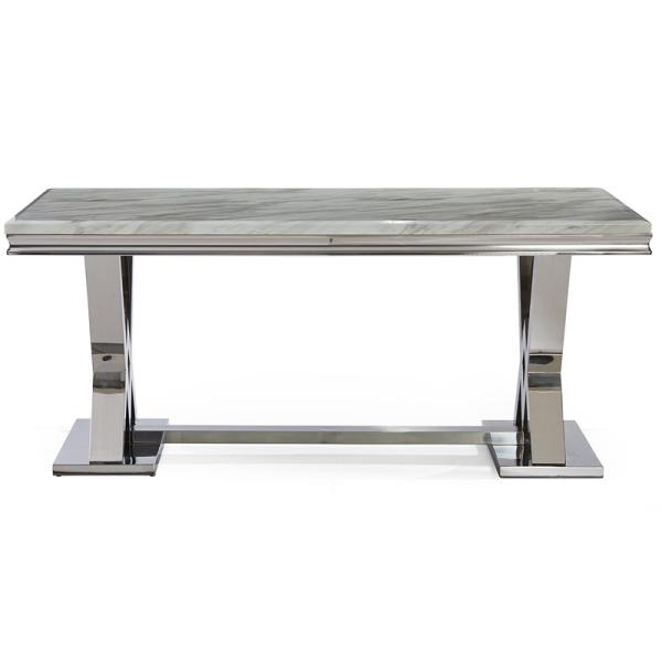 Nordic Marble Modern Luxe Stainless Steel Leg Dining Table Restaurant High End