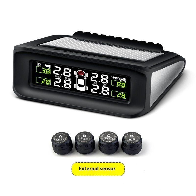 New Condition Digital Car TPMS Tire Pressure Monitor with External Wireless Solar Universal Fitment 4V 1 Year Warranty