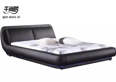 Wavy Curve Oversized LED Upholstered Bed luminous Double Upholstered Bed