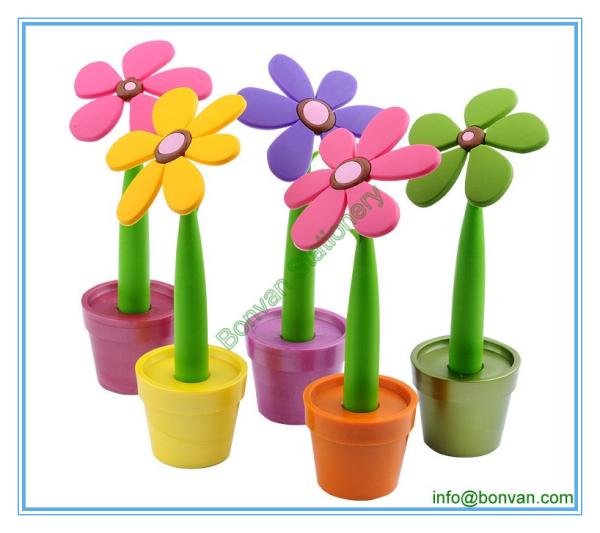 flower shape promotional pen,potted plant shaped gift pen for desk tap promotion
