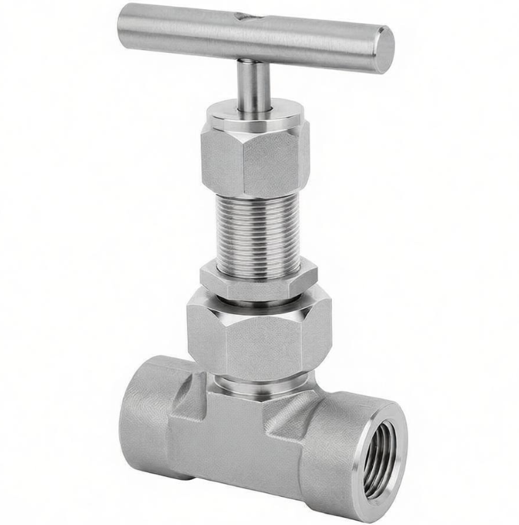 Factory OEM SS304 Straight Through Internal Thread Needle Valve Anti Blowout Stem T Handle Control Valve for Gas Oil Water