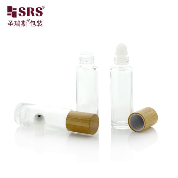 15ml Wall Glass Roll on Bottle Set With Bamboo Cap For Essential Oils