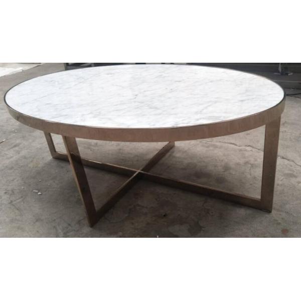 Indoor Furniture Stone Top Living Room Coffee Table White Quartz With Metal Base