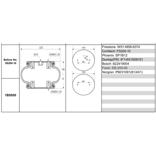 Весна воздуха резины Firestone весны езды воздуха W01-M58-6374/FS200-10