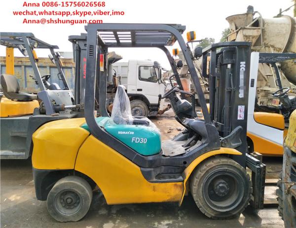 Hydraulic System Used Diesel Forklift Truck , FD30 Komatsu Diesel Forklift 3 Ton