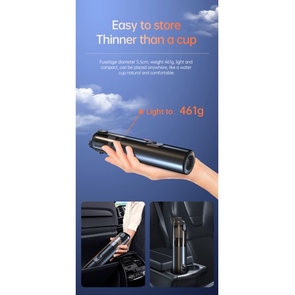 Portable Mini Car Vacuum Cleaner Lightweight Strong Suction Small Cordless Vacuum Cleaner