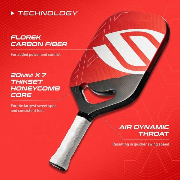 Edgeless Design Carbon Fiber Pickleball Paddle for Training Kevlar Core 20mm Thickness