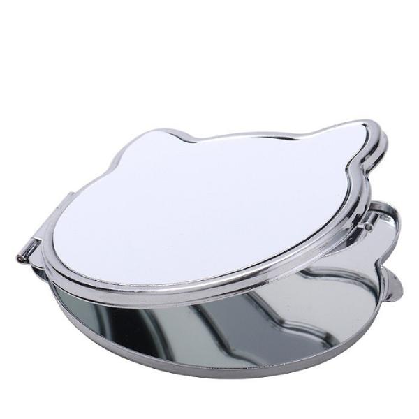 Espejo compacto de sublimación portátil con forma de gato, espejo de maquillaje personalizado