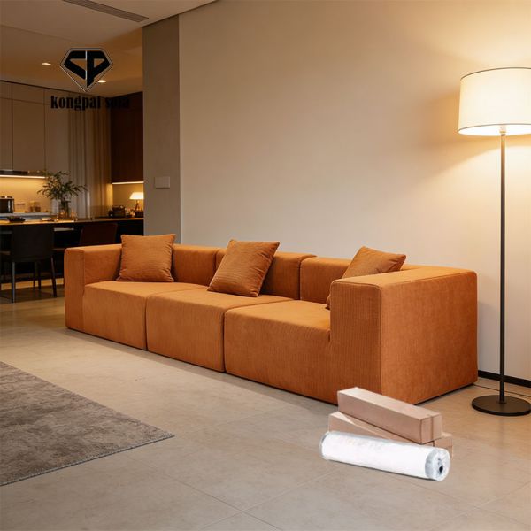 Simple Reclining Boneless Sofa Set With Expandable Function Vacuum Packaging Modern Sofa Bed Teddy Sofa