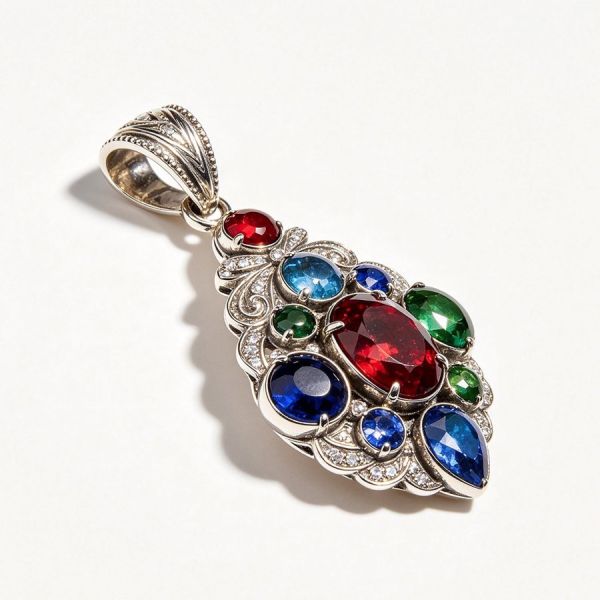Customizable Shape Gemstone Pendant with Polished Surface and Vintage Design for Elegant Jewelry-Zircon and rhinestone pendant