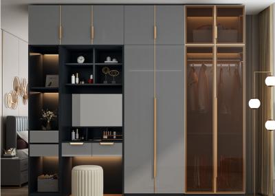 Mirror Door Modern Luxury Corner Walk In Closet Unit Storage Clothes Wardrobe