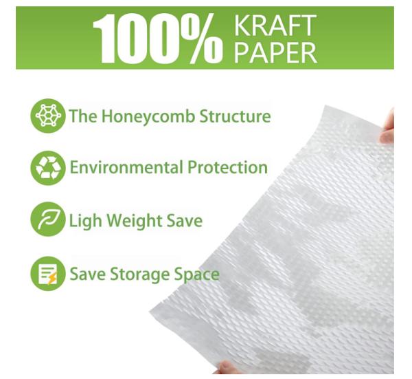 Custom Size Honeycomb Wrapping Paper Pure Wood Wrapping Paper Rolls White