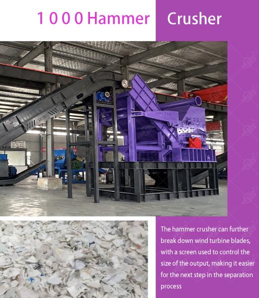 55 kw Power Double Shaft Design Multifunctional Mobile Shredder for Wind Turbine Blade and Composite Material Shredding
