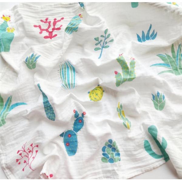 Impresión reactiva peinada de Gauze Fabric Red Lovely Dinosaur del doble orgánico del algodón