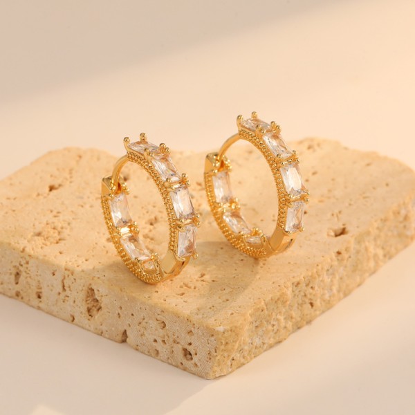 High Quality Gold Plated Brass Earrings Colored Zircon Earrings Fashion Women's Earrings Jewelry Accessories