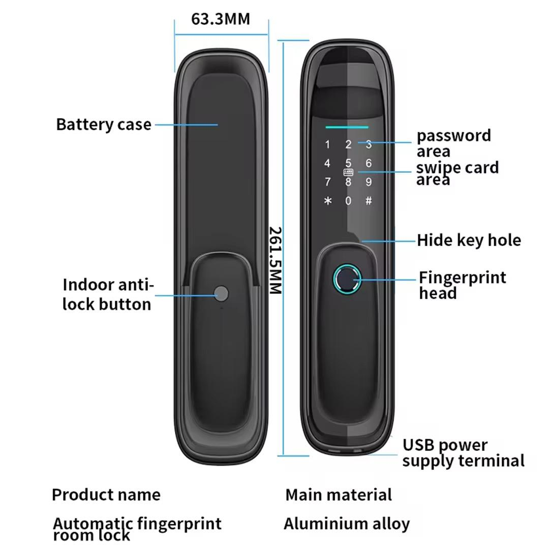 Smart Electronic Lock Fingerprint Durable Eco-Friendly Anti-Theft Design 5050 Body Aluminum Alloy Tuya Compatible Password