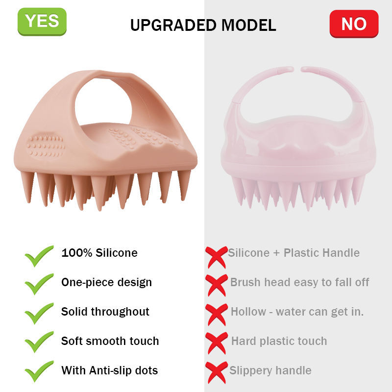 Anti Slip Compact Silicone Scalp Massage Shampoo Brush For Healthy Hair