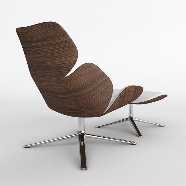 Scandinavian Design Shrimp Lounge Chair , Leather Cor Shrimp Chair With Ottoman