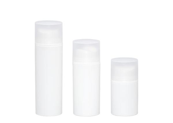 PP White Airless Pump Bottles 50ml 100ml 150ml With Central Hole Outlet Design