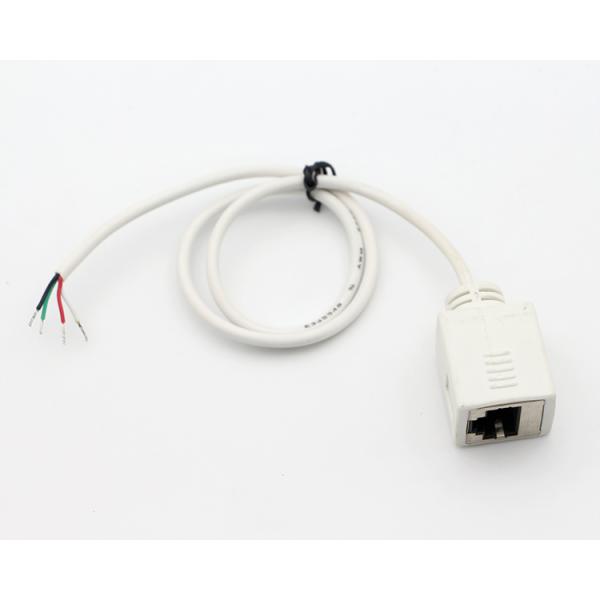 Customization White Female RJ45 Socket To Open Tinned Soldering 4 Wires Bare End  Pigtail Cable