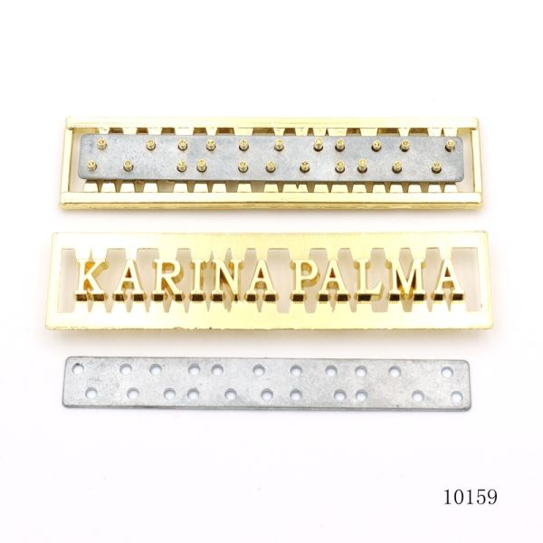 Custom Cutout Letter Metal Logo Tag | Gold Plated Hollow Alphabet Label for Leather Bags