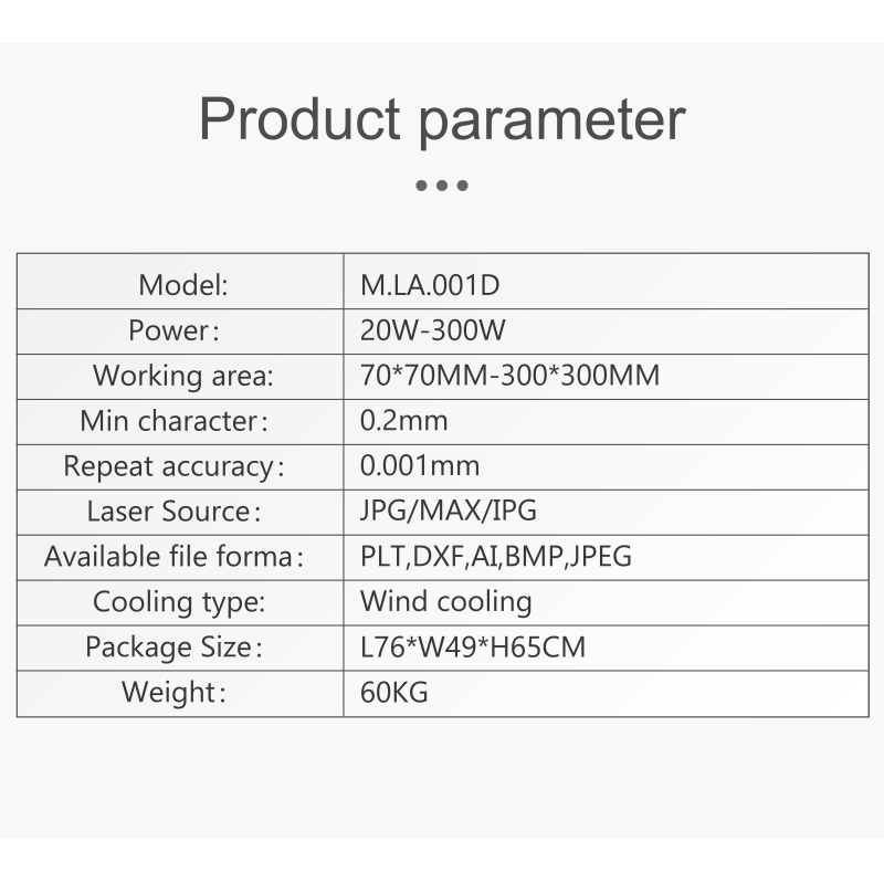 High-Precision Laser Engraving Machine with 20W-300W Power and 0.001mm Repeat Accuracy for 70*70MM-300*300MM Working Area