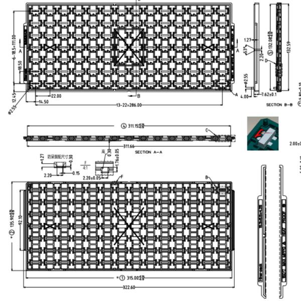 15.3x5.5MM Black MPPO Jedec Matrix Trays com 7X14 compartimentos para embalagem BGA