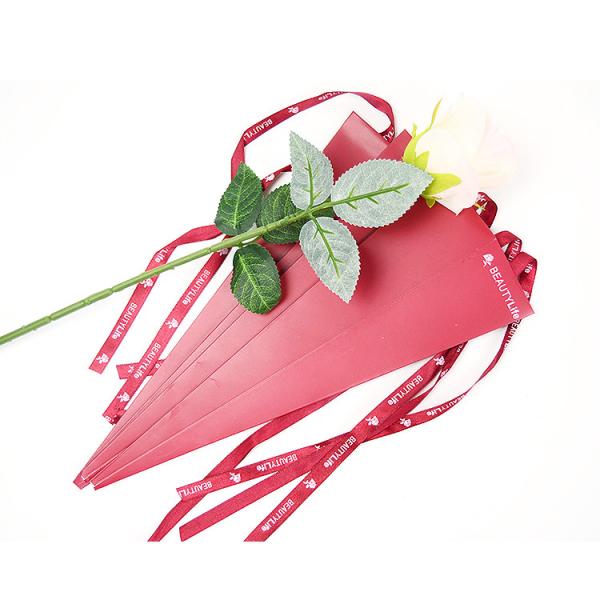 El logotipo personalizado es simple portátil rosa de tallo largo caja de regalo de flores plegable personalizada