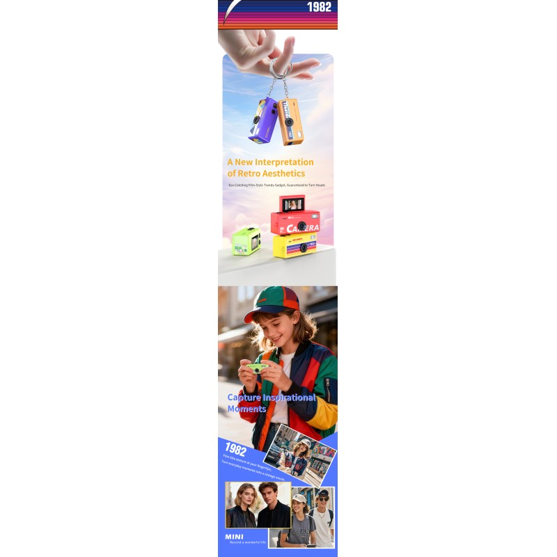 Portable 720P Retro Mini Trendy Toy Thumb Digital Camera with 0.96-Inch Flip Screen and 200mAh Battery Wearable Classic Camera