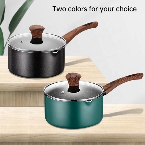 Two Color Choices Cookware Glass Cover Aluminum Non Stick Sauce Pan With Handle