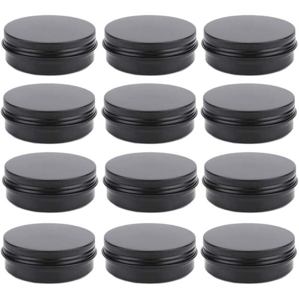 Black Round Fillable Cosmetic Aluminum Jar Containers With Screw Caps（MC-803）