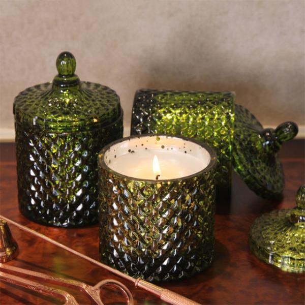 Color Cylinder Scented Jar Candle Soy Wax Jar With Glass Lid 500g Wax Weight