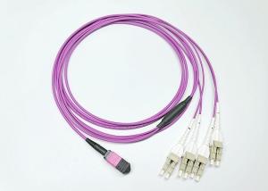 cabo multimodo do Fanout de 3.0mm OM4 MPO para o material Violet Color de Data