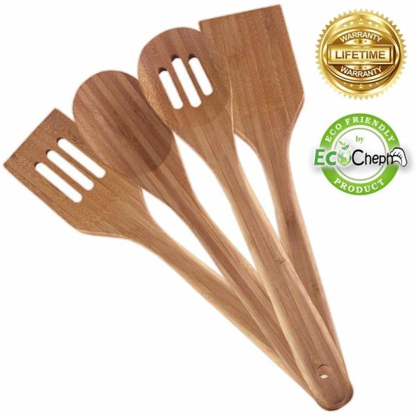 Eco Friendly Bamboo Kitchen Supplies 4 Piece Non Scratch Bamboo Utensil Set