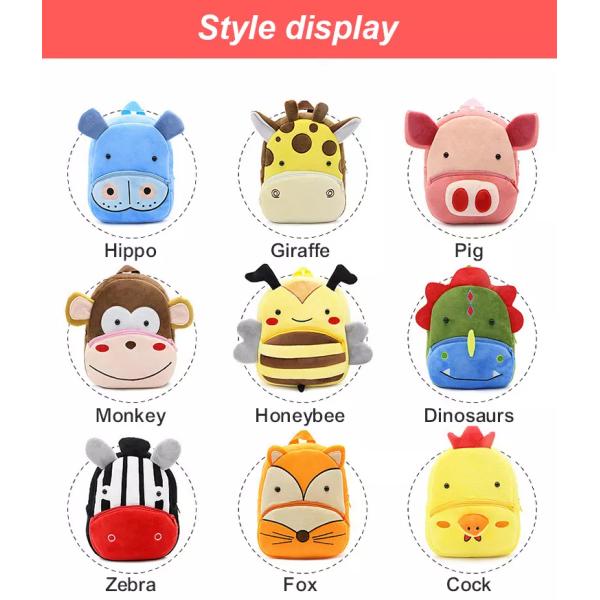 Рюкзак плюша полиэстера мультфильма животный, универсальная милая сумка школы