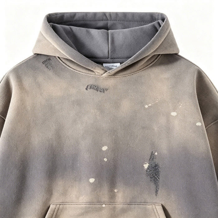 360GSM Men's Heavyweight Hoodie Spray Gradient Wash Pullover Hooded Sweatshirt Oversized