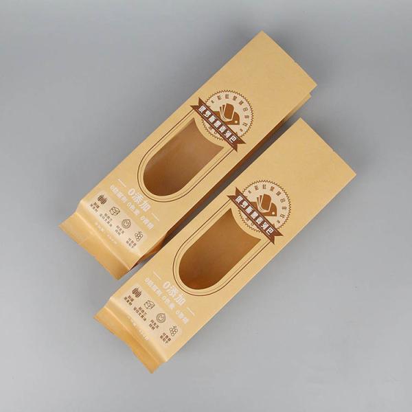 32x21x10 Printed Kraft Loaf Packing Bread Bags Bread Packaging Paper Bags With Window
