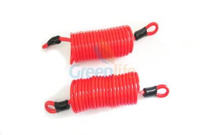 Two Ends Attach Coil Tool Lanyard Red Spiral Strap Bungee Loop