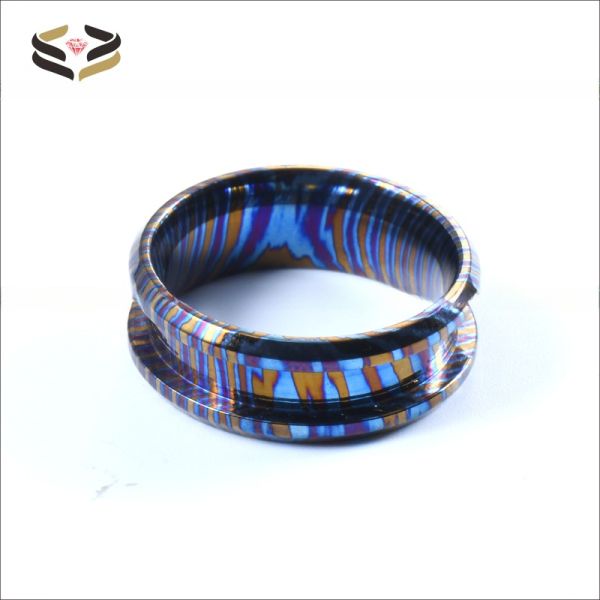 Customized Handmade Natural Colourful Timascus Rings Blank Inlay Ring for Men Width 8mm Third Party Appraisal Certificate