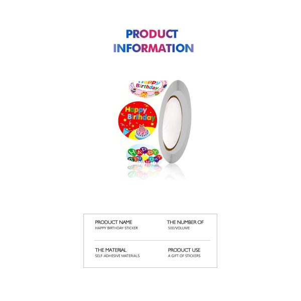Watercolor Happy Birthday Stickers Perforated For Kids Party Decoration