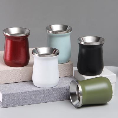 Double Wall Insulated Stainless Steel Yerba Mate Cup 8oz With Bombilla Straw