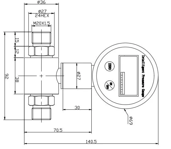 BPZ2008 Differential Pressure Transmitter Gauge Within 9V battery Powered Pressure Gauge