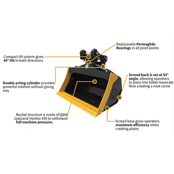 Hot Excavator Digger Hydraulic Mini Excavator Tilt Bucket Excavator Attachments For Sale