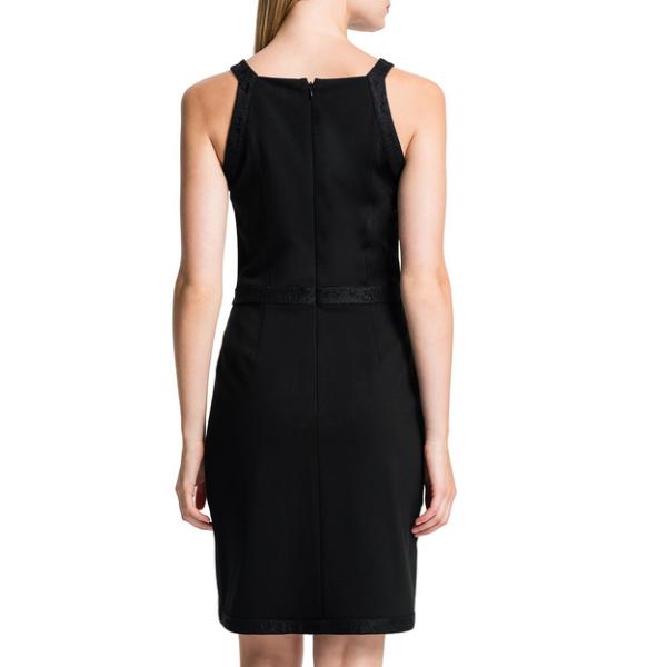 Lace-Trim Tulip-Hem Dress, Black