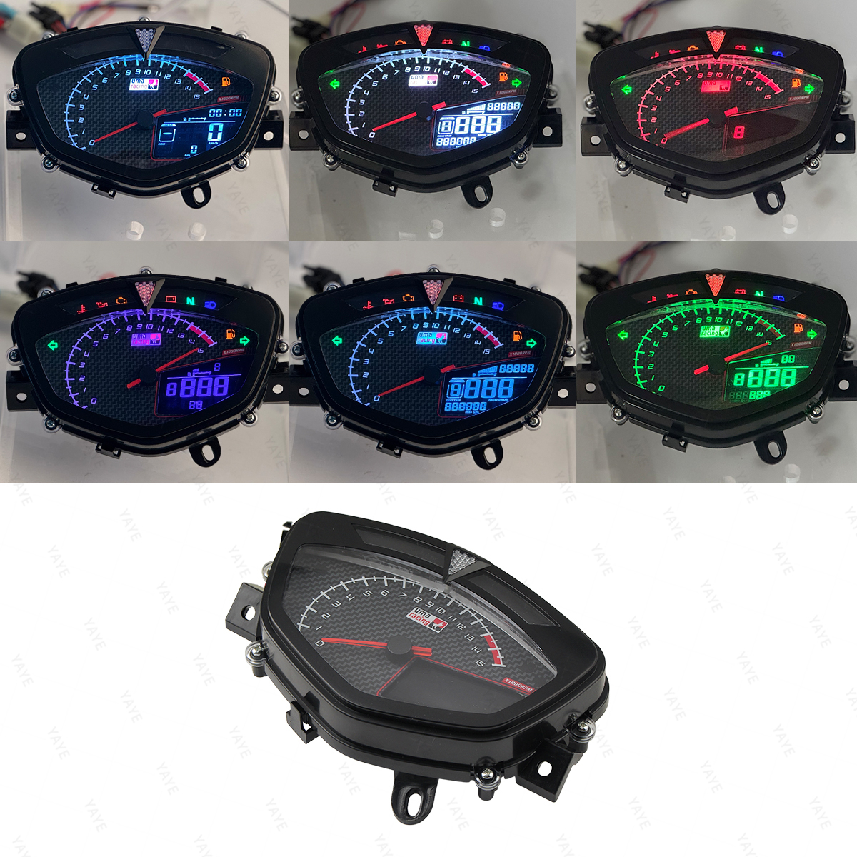 Motorcycle odometer, motorcycle LCD RPM speedometer, motorcycle tachometer/multi-color display. For Y135 LC V1/Jupiter MX Sniper.