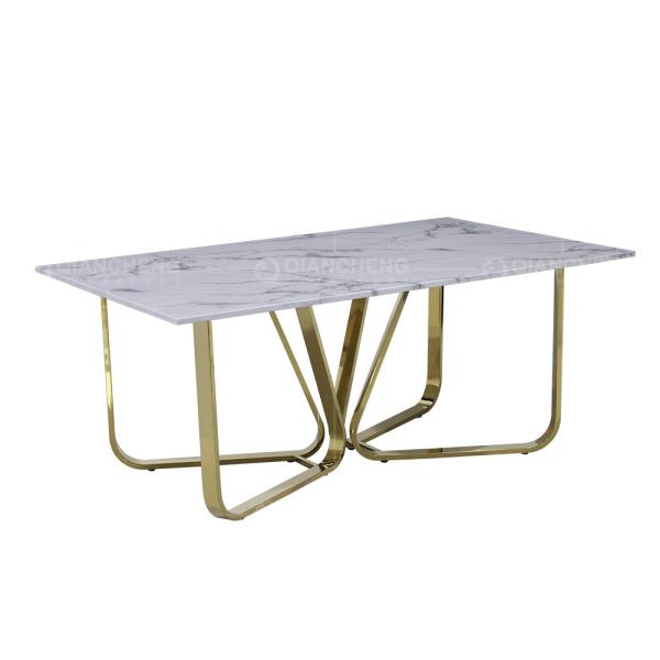 Mesa de jantar de mármore luxuosa 6 Seater do OEM de Rose Gold naturalmente resistente