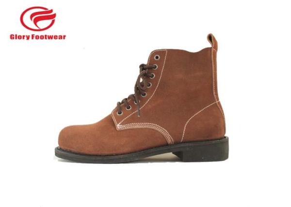 Water Resistant Steel Toe Goodyear Welt Safety Shoes With Suede Leather Rubber Outsole