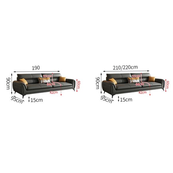 Серого цвета мебели комнаты прожития прямоугольника кожаный диван 3.4x0.95m стиля роскошного итальянский